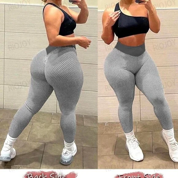 High Waisted Ruched Butt Tummy Control Athletic Leggings Size Small - Picture 2 of 8